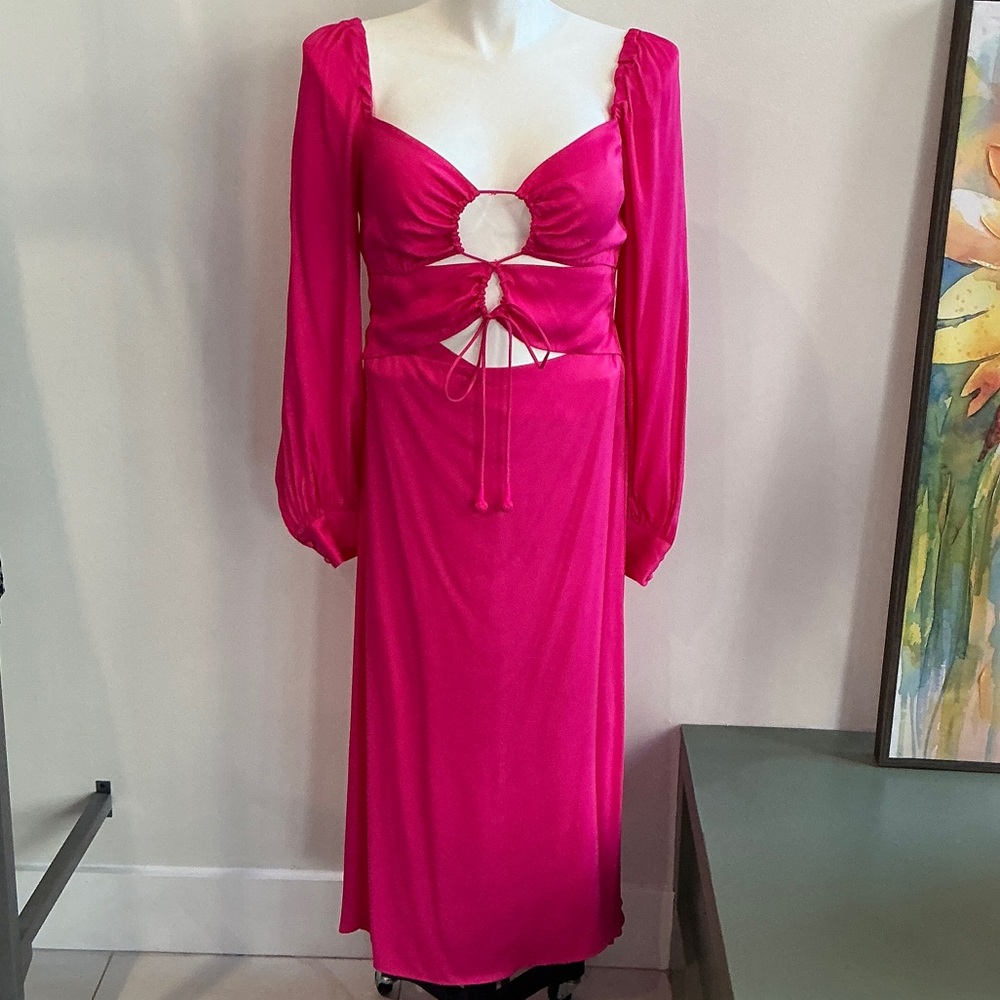 FARM Rio Pink Long Sleeve Dress - Large (2346)